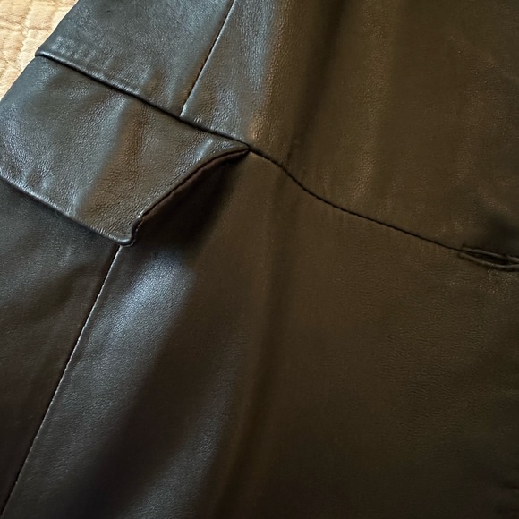 Brooks Brothers 90s Vintage Women's Black Leather Midi Jacket Size Small - Picture 8 of 14